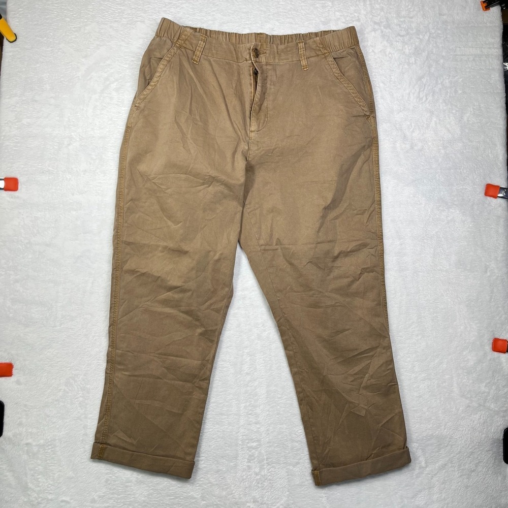 Old Navy High Waisted OGC Chino Pants Womens L Brown Cotton Stretch Cuffed Hem